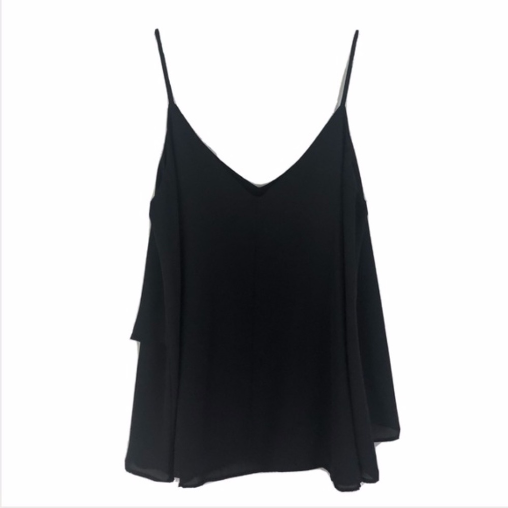 New Bacio Black Layered Crop Tank Top Sz Large